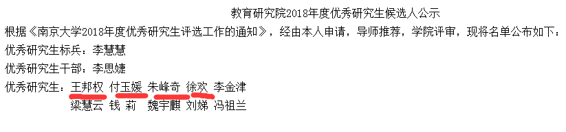 团队4名成员荣获南京大学2018年度优秀研究生荣誉称号