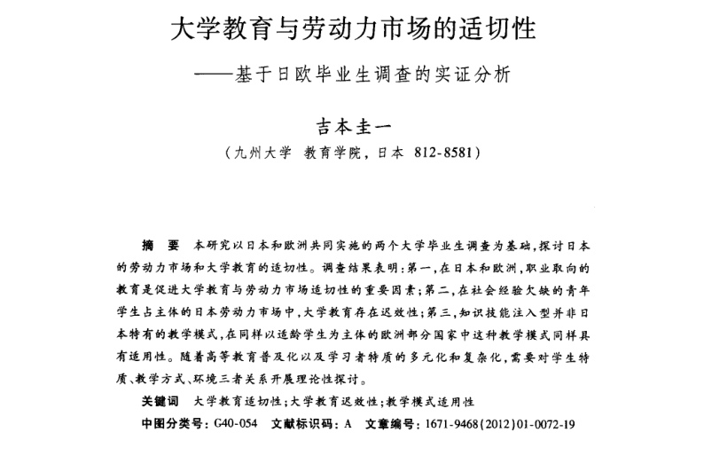 大学教育与劳动力市场的适切性